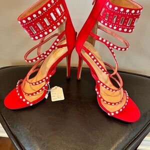 Elegant Red Strappy Heels